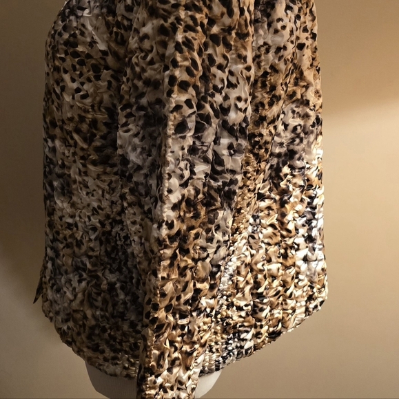 RUBY RD Crinkle Quilted Zip-Up Lightweight Jacket Size XL Black/Tan Animal Print - Picture 3 of 9